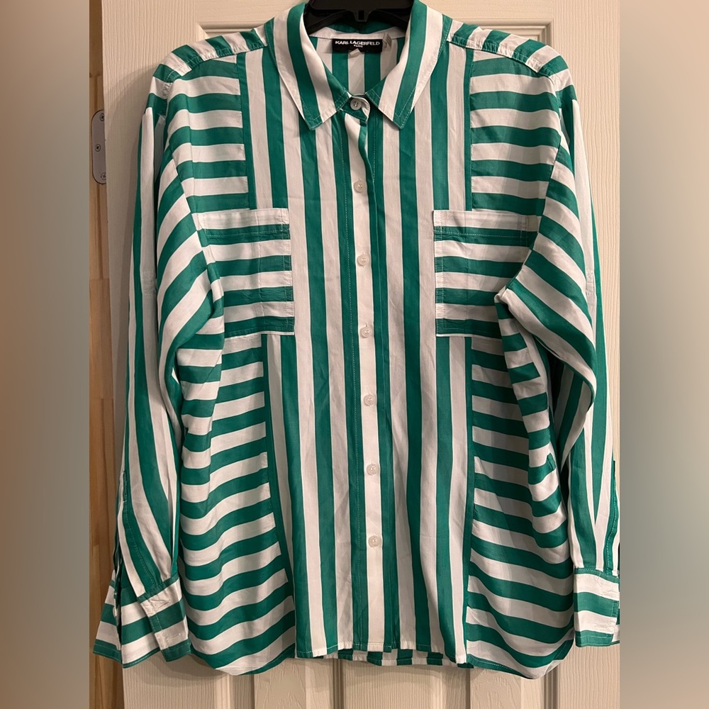 Vintage Karl Lagerfeld Striped Button Down Large
